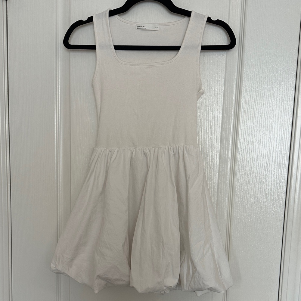 OAK + FORT White Sleeveless Scoop Neck Cotton Dress